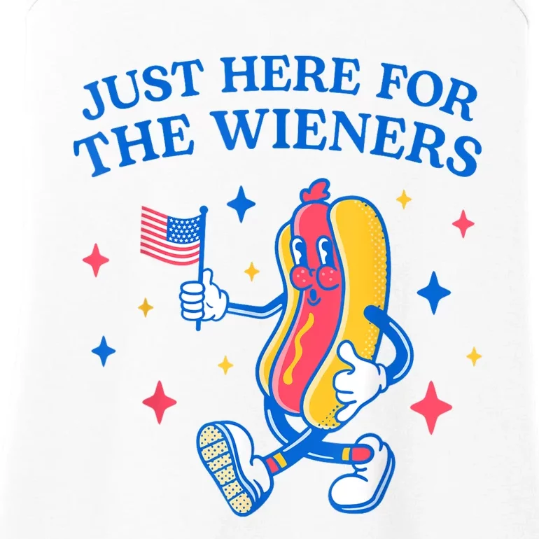 I'm Just Here For The Wieners Funny 4th Of July Ladies Essential Tank