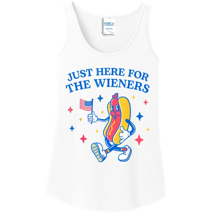 I'm Just Here For The Wieners Funny 4th Of July Ladies Essential Tank