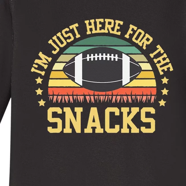 Im Just Here For The Snacks Funny Fantasy Football League Baby Long Sleeve Bodysuit