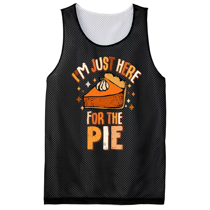 I'm Just Here For The Pie Thanksgiving Fall Autumn Retro Mesh Reversible Basketball Jersey Tank