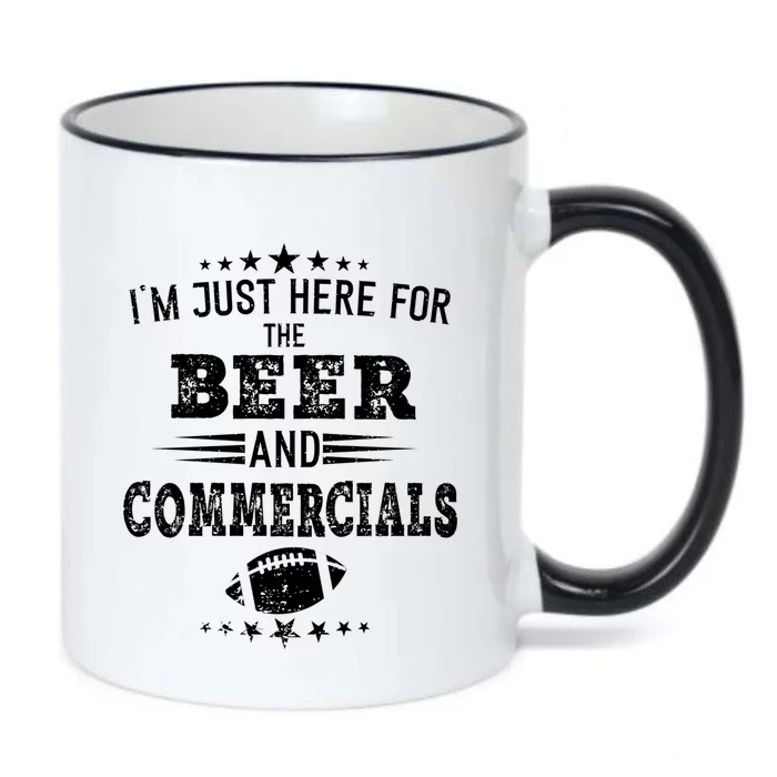 I'm Just Here For The Beer And Commercials Football Gift Black Color Changing Mug