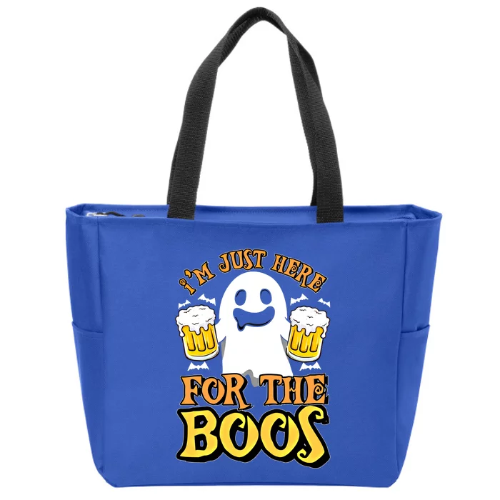 I'm Just Here For The Boos Gift Ghost Booze Gift Halloween Gift Zip Tote Bag