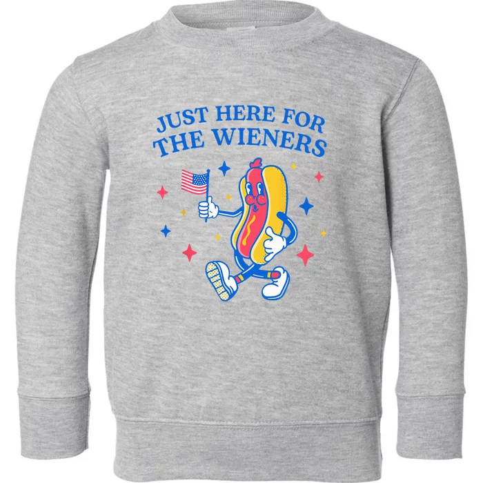 I'm Just Here For The Wieners Funny Fourth of July Toddler Sweatshirt