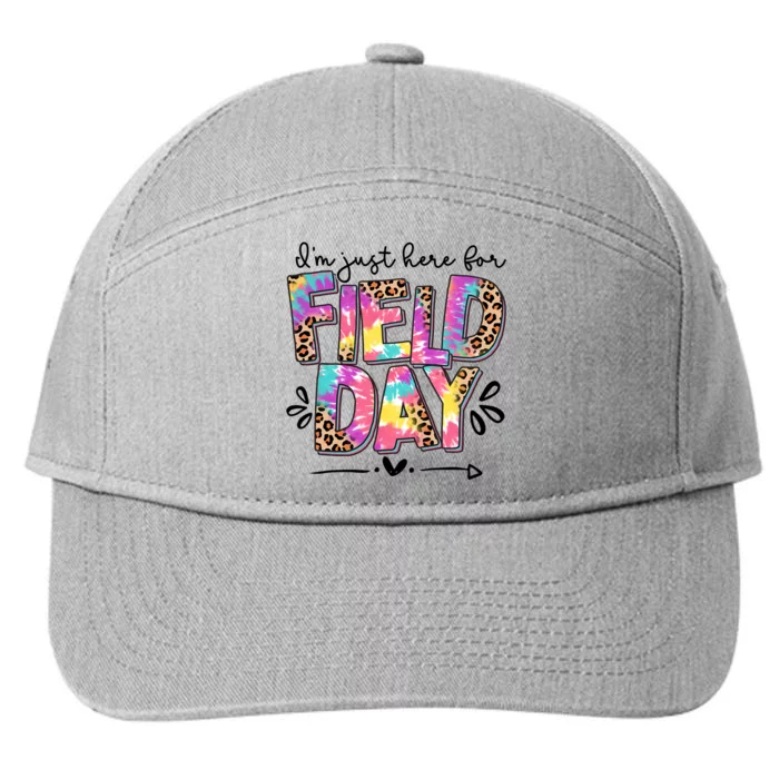 I'm Just Here For Field Day Leopard Tie Dye Last Day School 7-Panel Snapback Hat