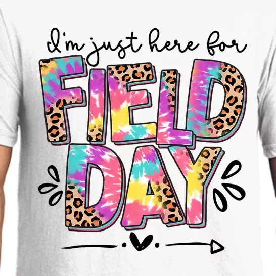 I'm Just Here For Field Day Leopard Tie Dye Last Day School Pajama Set