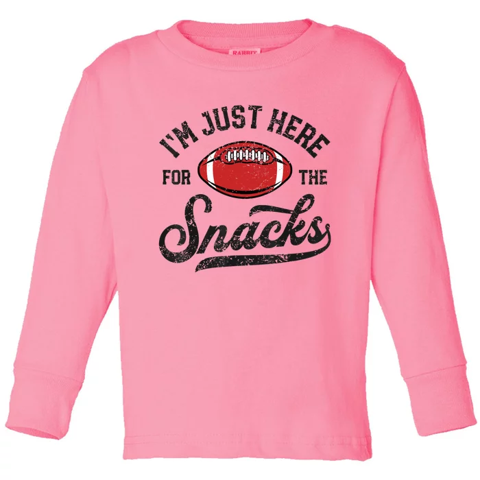 IM Just Here For The Snacks Funny Fantasy Football League Toddler Long Sleeve Shirt