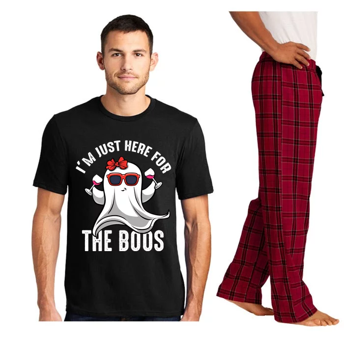 I'm Just Here For The Boos Wine Funny Halloween Booze Lover Funny Gift Pajama Set