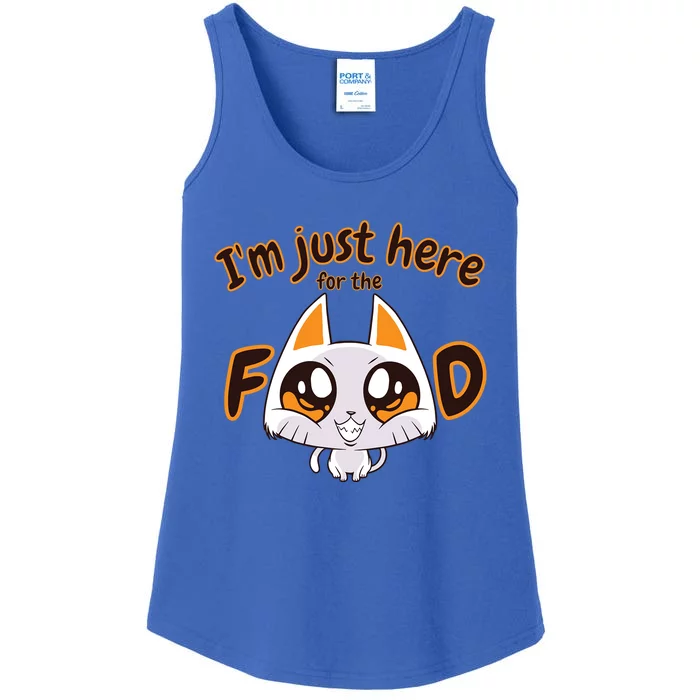 Im Just Here For The Food Funny Cat Humor Sarcastic Gift Ladies Essential Tank