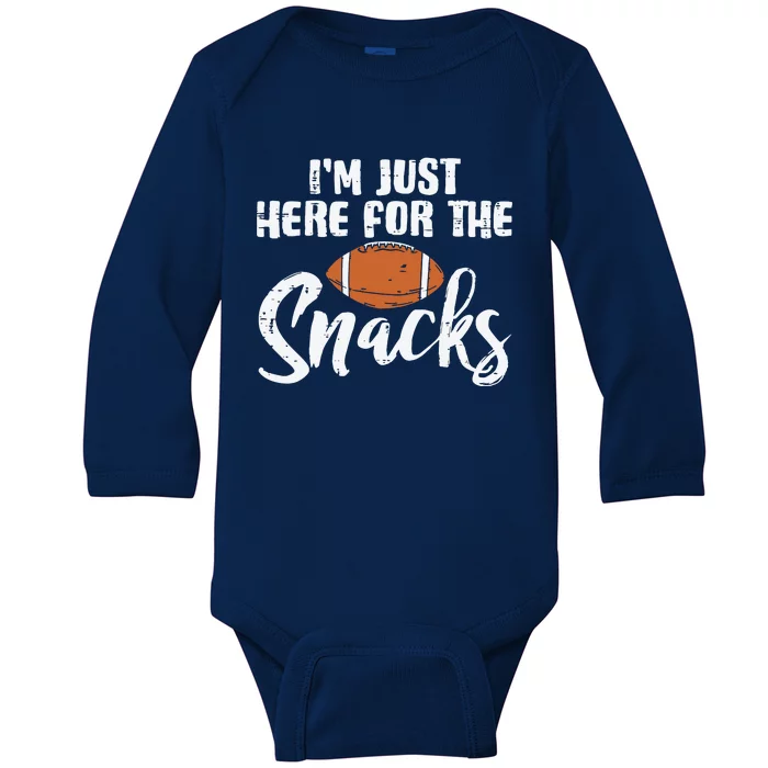 I'm Just Here For The Snacks Funny Fantasy Football League Baby Long Sleeve Bodysuit