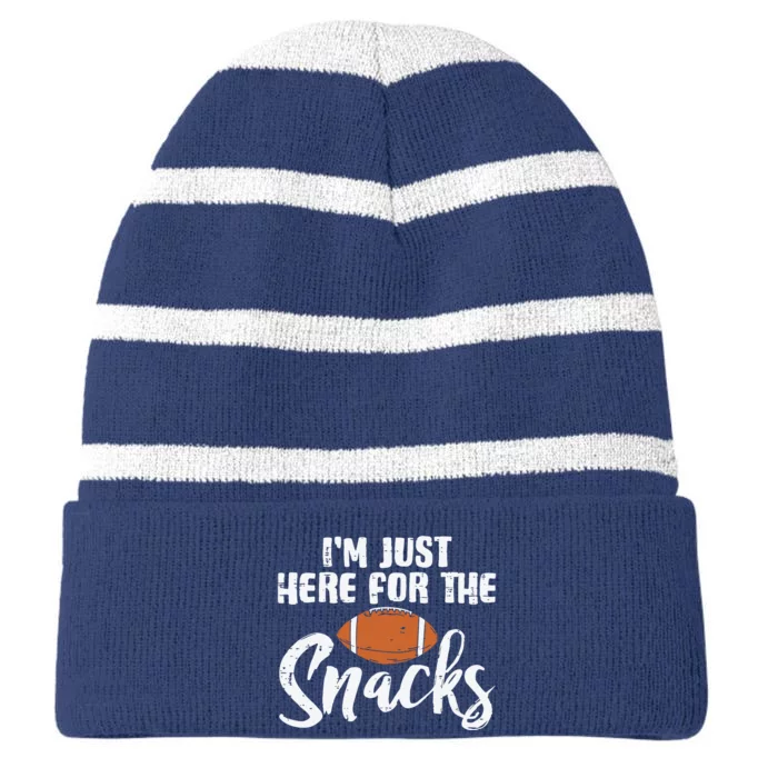 I'm Just Here For The Snacks Funny Fantasy Football League Striped Beanie with Solid Band