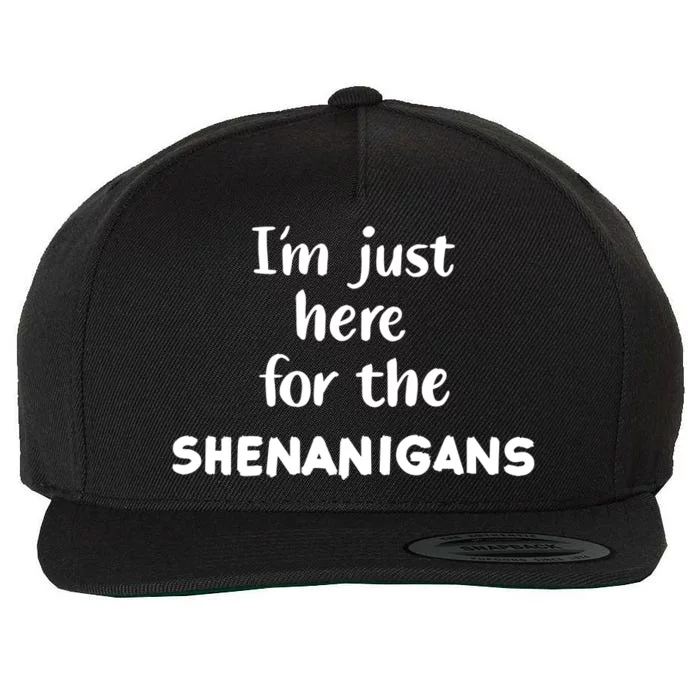 I'm Just Here For The Shenanigans Great Gift Wool Snapback Cap