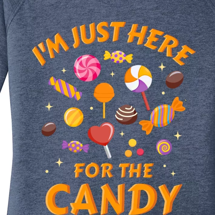 I'm Just Here For The Candy Funny Halloween Gift Women's Perfect Tri Tunic Long Sleeve Shirt