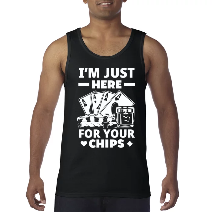 I'm Just Here For Your Chips Funny Poker Premium Tank Top