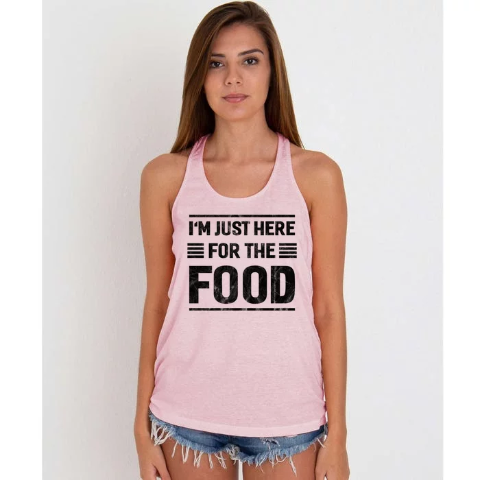 Im Just Here For The Food Gift Women's Knotted Racerback Tank