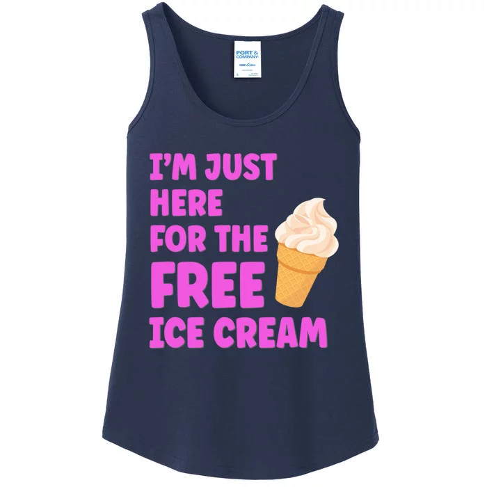 I'm Just Here For The Free Ice Cream Funny Cruise Foodie Ladies Essential Tank