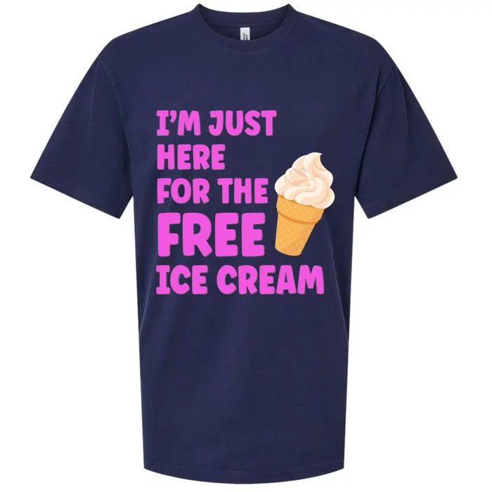 I'm Just Here For The Free Ice Cream Funny Cruise Foodie Sueded Cloud Jersey T-Shirt