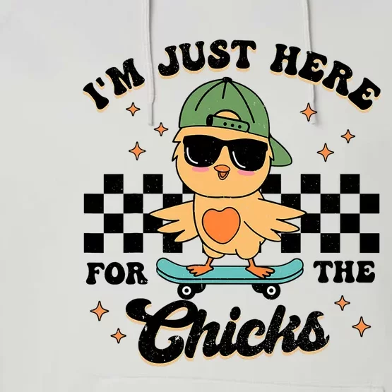 Im Just Here For The Chicks Cute Easter Performance Fleece Hoodie