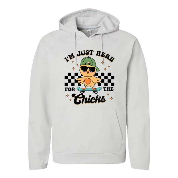 Im Just Here For The Chicks Cute Easter Performance Fleece Hoodie