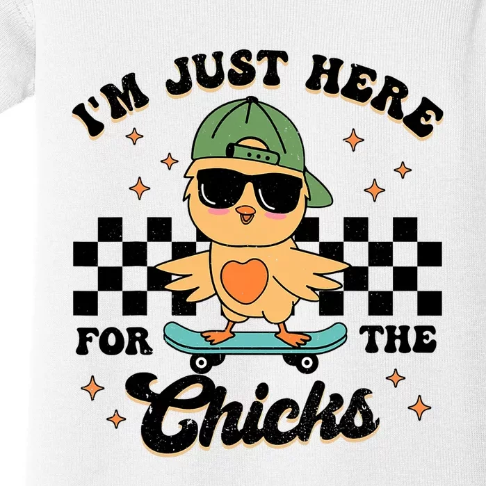 Im Just Here For The Chicks Cute Easter Baby Bodysuit