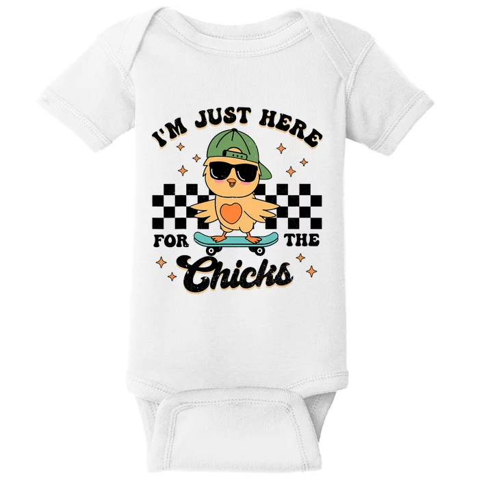 Im Just Here For The Chicks Cute Easter Baby Bodysuit