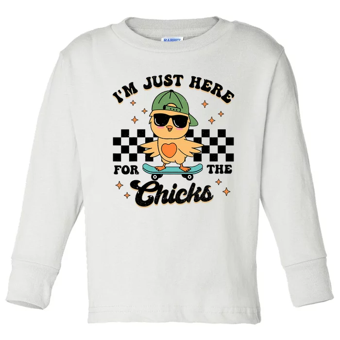 Im Just Here For The Chicks Cute Easter Toddler Long Sleeve Shirt