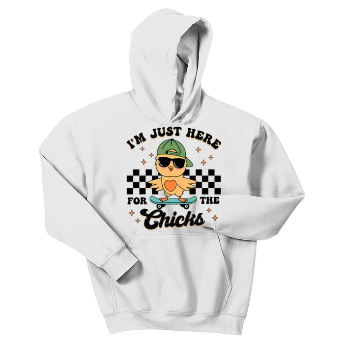 Im Just Here For The Chicks Cute Easter Kids Hoodie