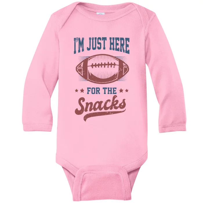 IM Just Here For The Snacks Funny Fantasy Football League Baby Long Sleeve Bodysuit