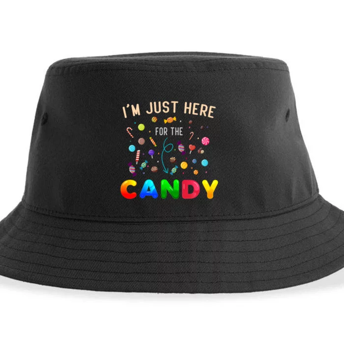 IM Just Here For The Candy Funny Halloween Candy Party Sustainable Bucket Hat