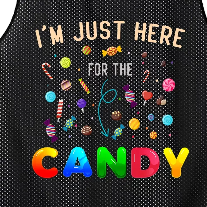 IM Just Here For The Candy Funny Halloween Candy Party Mesh Reversible Basketball Jersey Tank