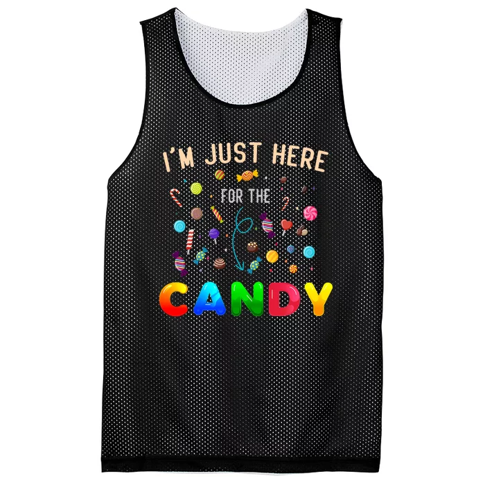 IM Just Here For The Candy Funny Halloween Candy Party Mesh Reversible Basketball Jersey Tank