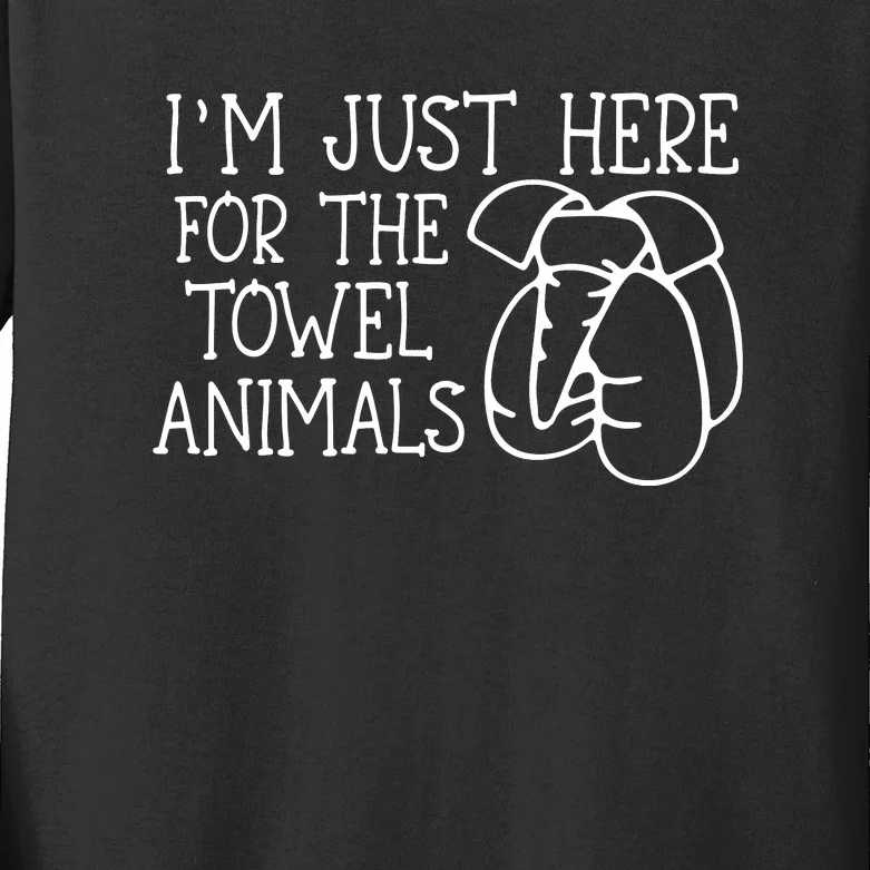 Im Just Here For The Towel Animals Kids Long Sleeve Shirt