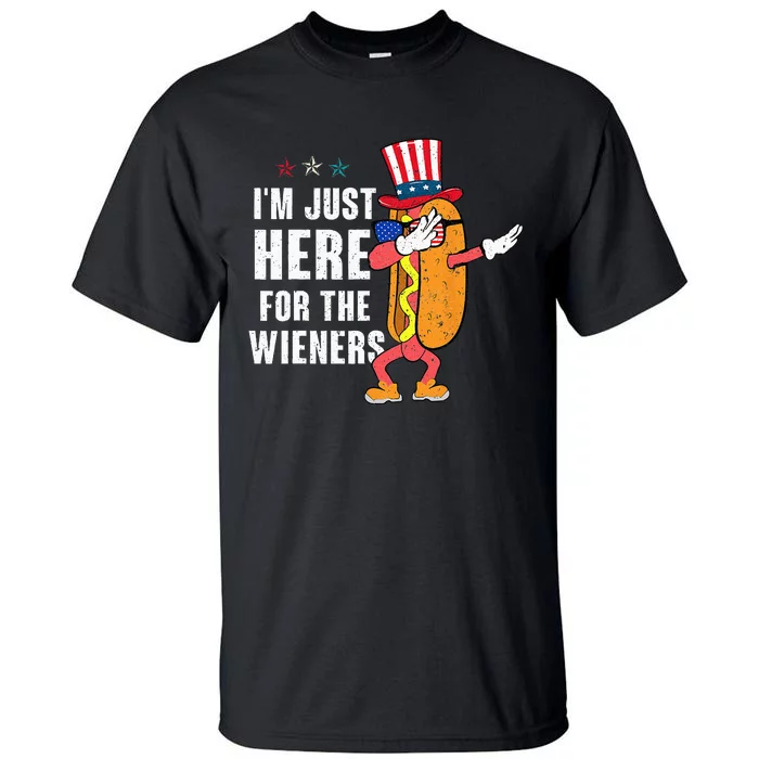 I'm Just Here For The Wieners 4Th Of July Dabbing Hot Dog Tall T-Shirt