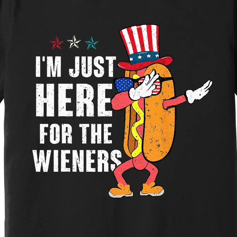 I'm Just Here For The Wieners 4Th Of July Dabbing Hot Dog Premium T-Shirt