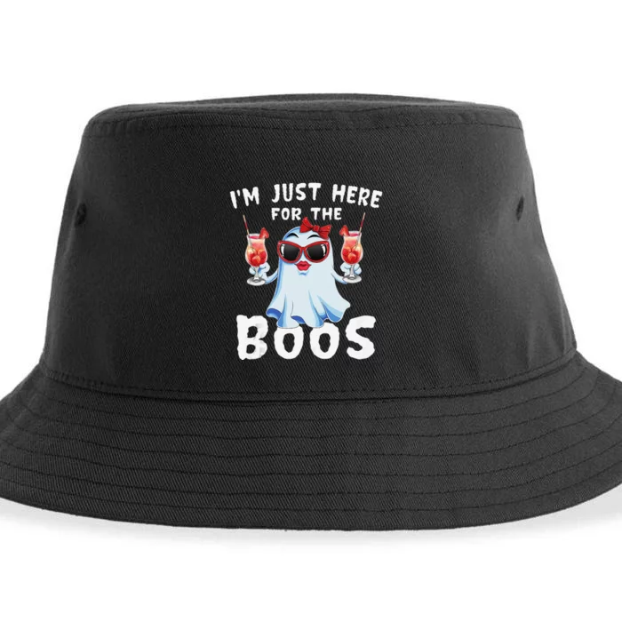 IM Just Here For The Boos Funny Halloween Gift Women Ghost Sustainable Bucket Hat