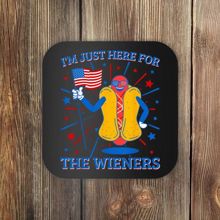 I'm Just Here For The Wieners Funny Hotdog Coaster