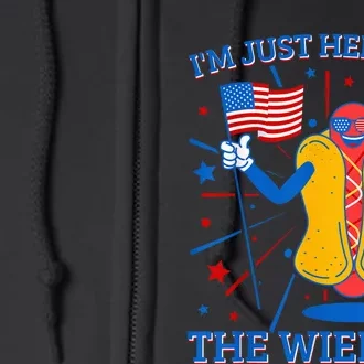 I'm Just Here For The Wieners Funny Hotdog Full Zip Hoodie