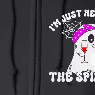 I’M Just Here For The Spirits Funny Couples Halloween Full Zip Hoodie