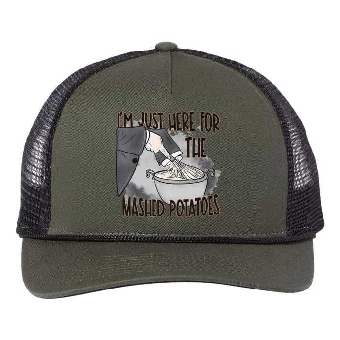 IM Just Here For The Mashed Potatoes Cute Thanksgiving Food Retro Rope Trucker Hat Cap