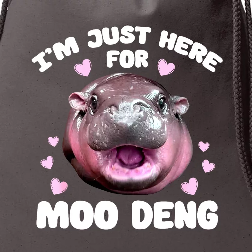 Im Just Here For Moo Deng Bouncy Souvenir Cute Baby Hippo Gift Drawstring Bag