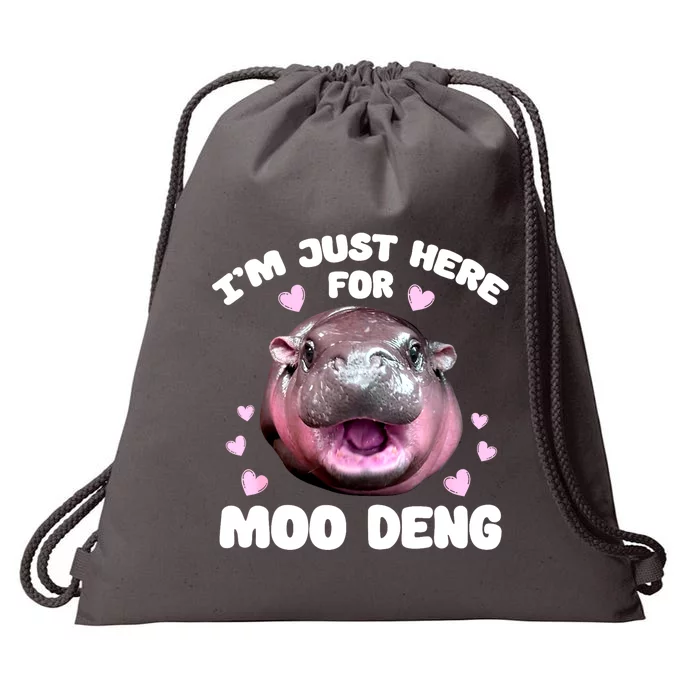 Im Just Here For Moo Deng Bouncy Souvenir Cute Baby Hippo Gift Drawstring Bag