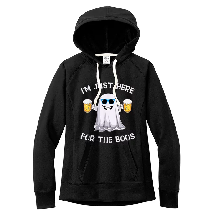 Im Just Here For The Boos Ghost Funny Halloween Beer Lover Women's Fleece Hoodie