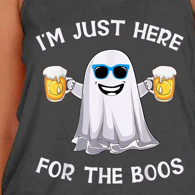 Im Just Here For The Boos Ghost Funny Halloween Beer Lover Women's Knotted Racerback Tank