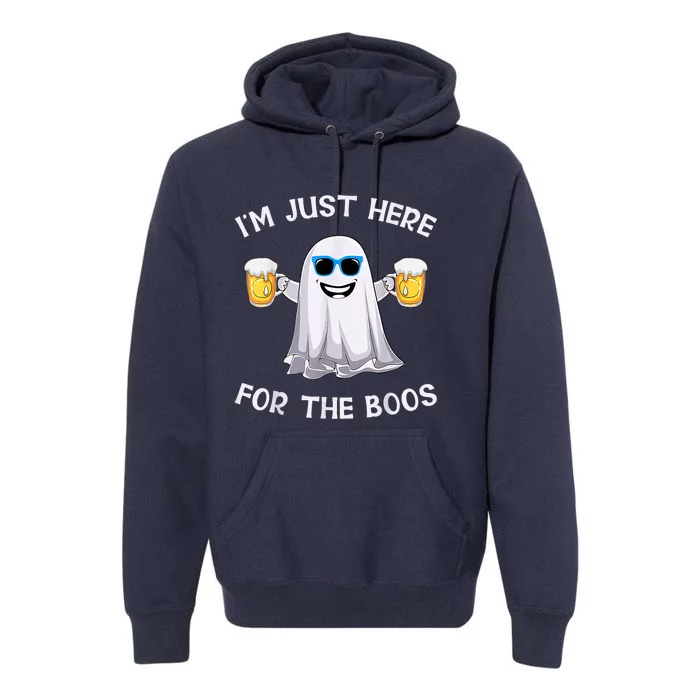 Im Just Here For The Boos Ghost Funny Halloween Beer Lover Premium Hoodie