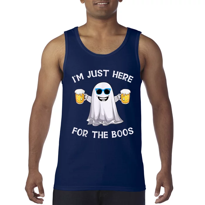 Im Just Here For The Boos Ghost Funny Halloween Beer Lover Tank Top