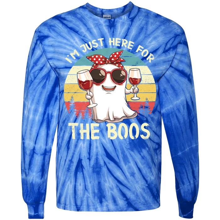 Im Just Here For The Boos Funny Halloween Outfit Gift Tie-Dye Long Sleeve Shirt