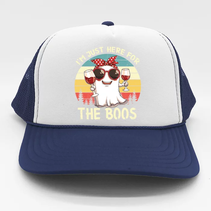 Im Just Here For The Boos Funny Halloween Outfit Gift Trucker Hat