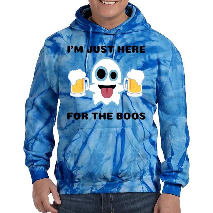 Im Just Here For The Boos Funny Halloween Beer Ing Cool Gift Tie Dye Hoodie