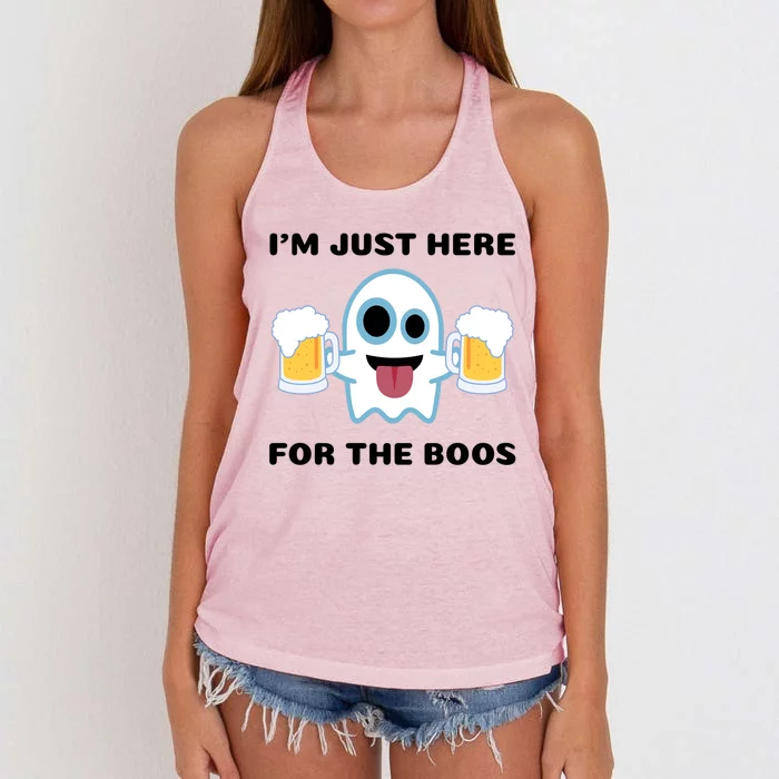 Im Just Here For The Boos Funny Halloween Beer Ing Cool Gift Women's Knotted Racerback Tank