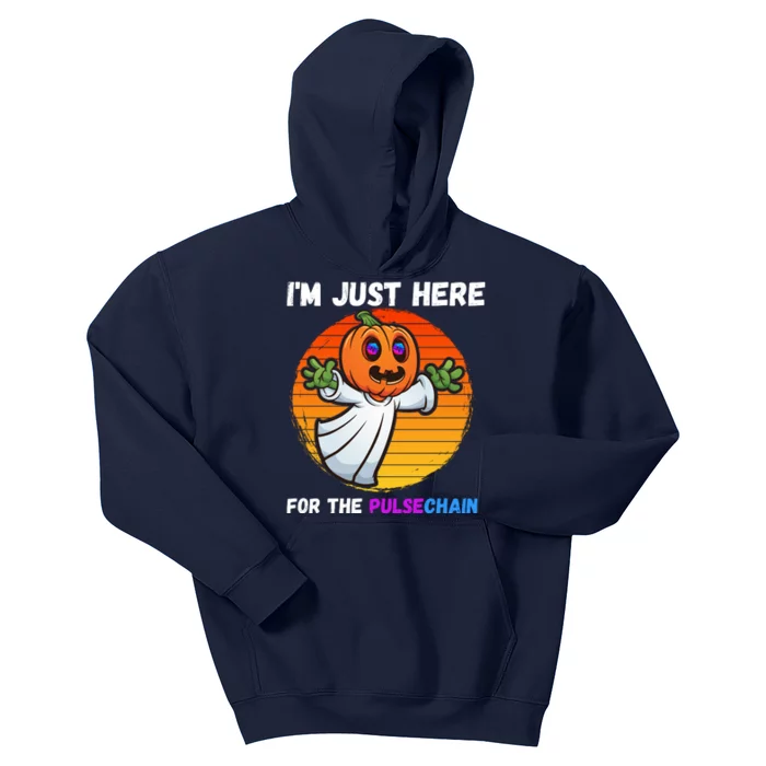 Im Just Here For The PulseChain Funny Halloween HEX Funny Halloween Pulsechain Kids Hoodie