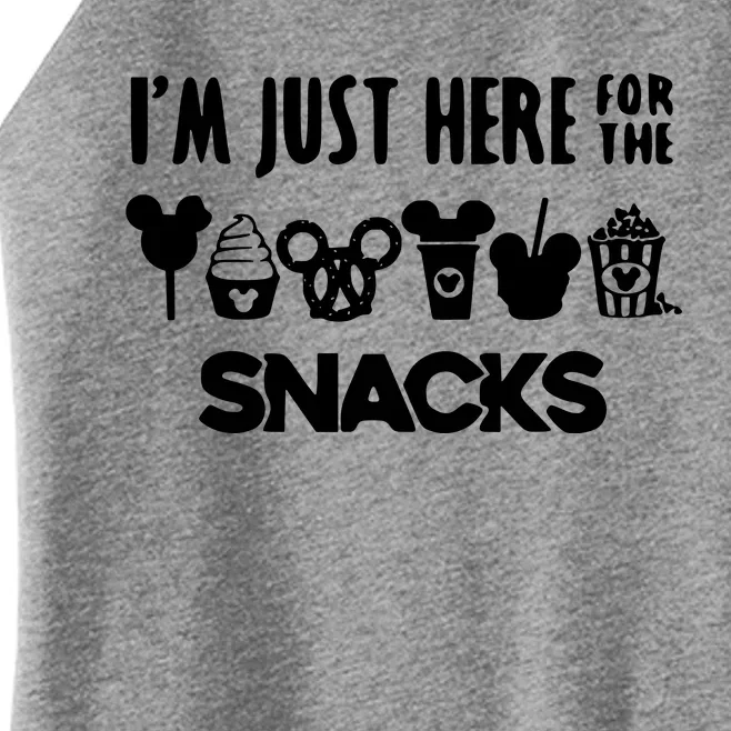 Im Just Here For The Snacks Women’s Perfect Tri Rocker Tank